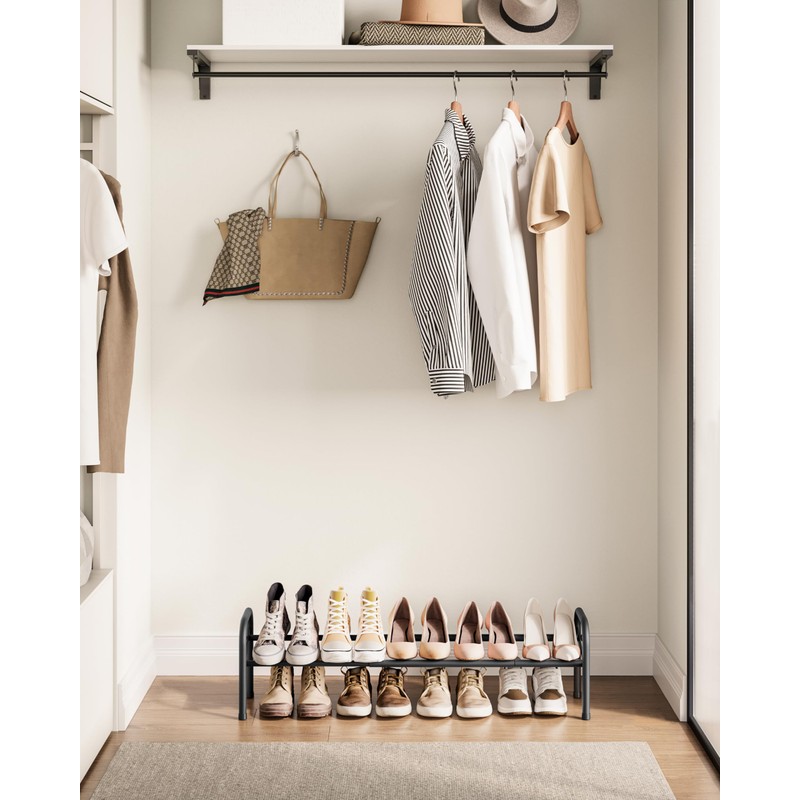 SONGMICS Shoe Rack, Shoe Rack, 1 Tier Metal Shelf, Adjustable