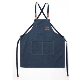Turbokey Apron Gift for Kids with Pocket for Boys and Girls, Comfortable Cotton Canvas for Cooking, Painting, DIY Projects, Baking (Darkblue)