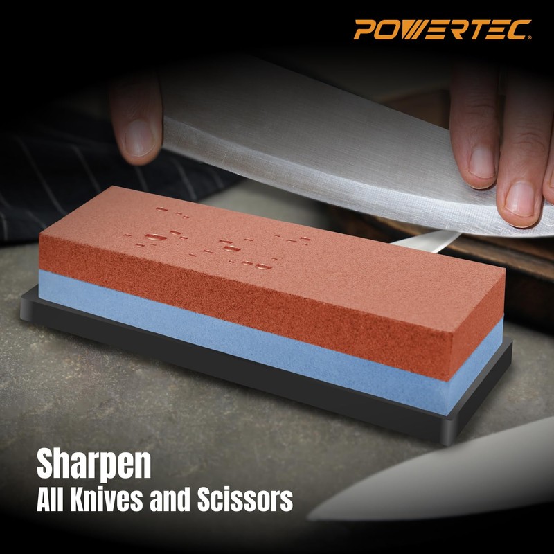 POWERTEC Whetstone Knife Sharpening Stone – Dual Grit 400/1000 Water