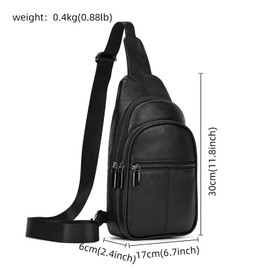 newsbirds Small Leather Chest Bag Crossbody for Men Women One Strap Shoulder Cross Body Bag Sling Backpack for Travel, 9342 Black