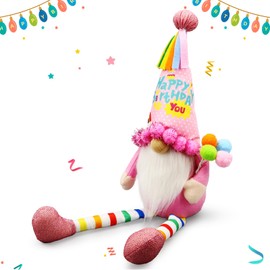 Funny Birthday Gifts for Women, Her, Mom, Girls, Women Friendship, Sister, Wife, Mother, Grandma, Coworker, Boss Who Have Everything - Pink Happy Birthday Plush Gnomes Doll Decorations for Table Decor