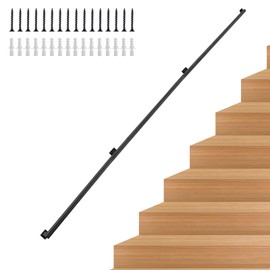 10FT Stair Handrail, Wall-Mounted Square Staircase Handrail, Stair Railing for Indoor & Outdoor Steps, Non-Slip Metal Steel Grab Bar for Stairs, Loft, Porch