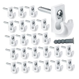 WeiLaiKeQi 24Pcs Wire Shelf Loop Clips White Down Wall Clip Heavy Duty Sturdy Wire Shelving Closet Shelves Clips Shelf Bracket