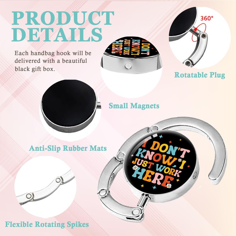KANGYUSO Sarcastic Saying Foldable Purse Hook, I Don't Know I