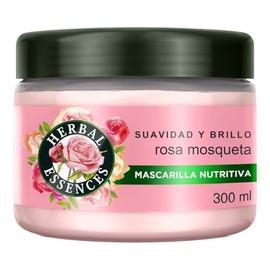 HERBAL ESSENCES, Mascarilla Capilar Nutritiva Suavidad y Brillo Rosa Mosqueta, aroma con notas de rosas, frambuesas y violetas 300 ml