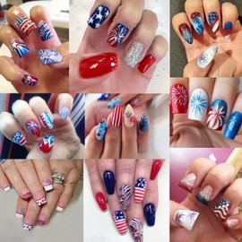 3 Sheets 4th of July Nail Decals for Nail Art 5D Embossed Fireworks Nail Art Stickers Self-Adhesive Independence Day Patriotic Nail Stickers Fourth of July Nail Design for Women Holiday Nails Decor