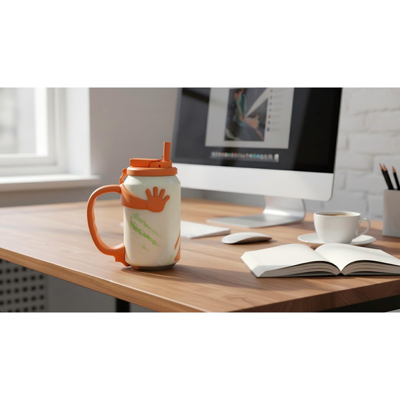 Soda Can Holder Set of 2, Gray & Orange, 12-Oz