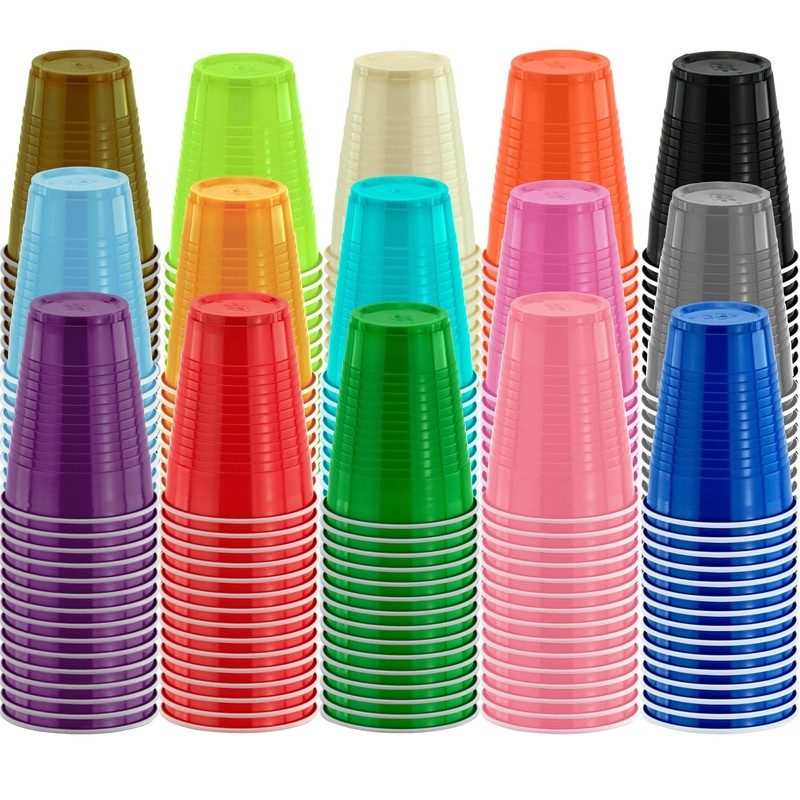 DecorRack 20 Party Cups 12 oz Disposable Plastic Cups for