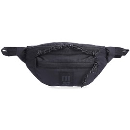 Topo Designs Mountain Waist Pack, Hip Bag, 100% Recycled Nylon Construction, 2L capacity, YKK Zips (Black/Black)