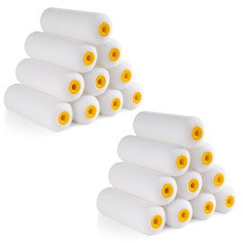 Mister Rui Foam Paint Roller, Sponge Paint Roller Sleeve, High Density Foam, for Home Painting and Decorating, 4" Double-Rounded Design (110MM), Pack of 20