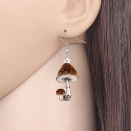 YAYAKO Acrylic Anime Mushroom Earrings Dangle Summer Jewelry Statement Weird Earrings for Women Mushroom Gifts (Brown 492)