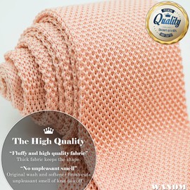 WANDM Men's Pointed Knit Tie Necktie Width 2.75 inches Washable Solid Color Blush Pink Beige