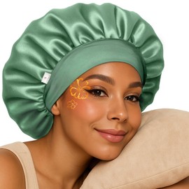 Yanibest Silk Bonnet for Sleeping Women, Double Layer Hair Satin Bonnets with Elastic Band, Sleep Cap Curly Natural Hair