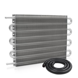 Universal Transmission Oil Cooler Kit,Aluminium alloy Tube and Fin Oil Cooler Kit (Silver, 8 Pass)