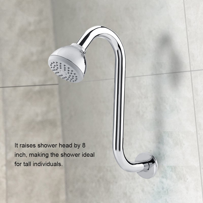 Joyzan S shaped Shower Arm, High Rise Shower Head Extension
