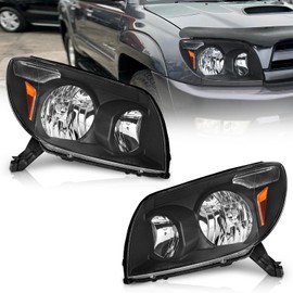 WEELMOTO Headlights for 2003 2004 2005 Toyota 4Runner, Compatible with 03 04 05 Toyota 4Runner Limited SR5 Sport Halogen Headlight assembly, Black Housing Amber Reflector L+R