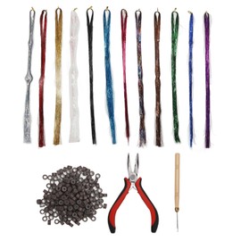Colorful Hair Tinsel Extensions Kit PET Decoration Braiding Glittering Hair Tinsel Kit for Daily Life