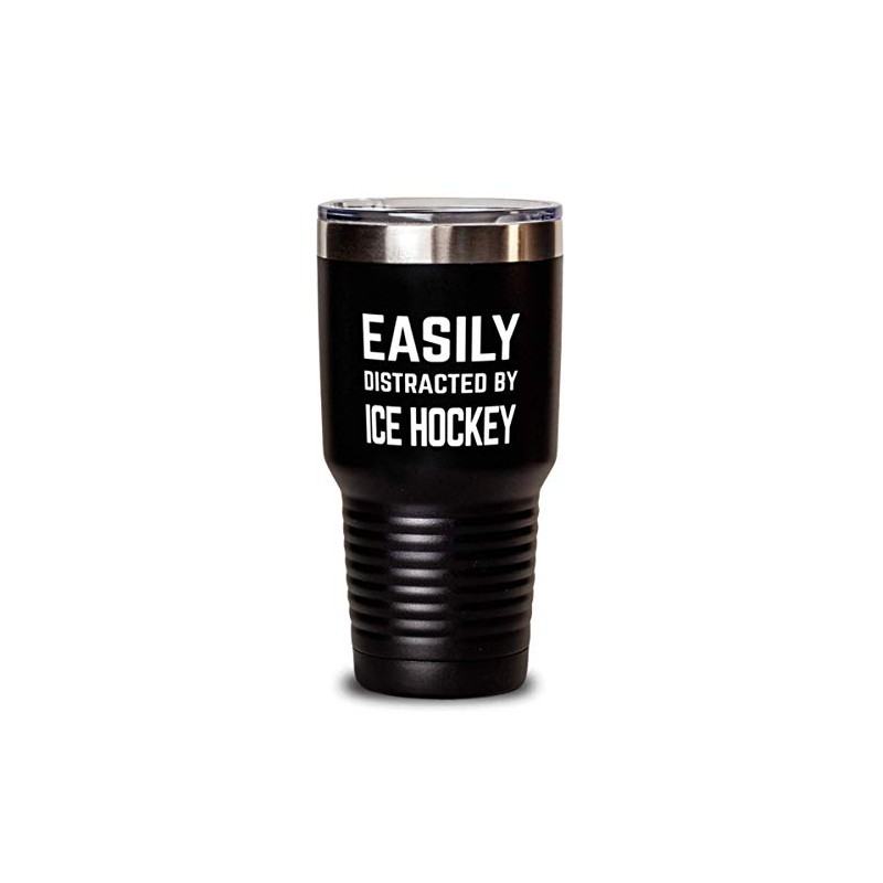 ODDITEES Funny Easily Distracted By Ice Hockey Tumbler 30oz Stainless