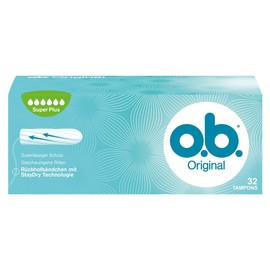 o.b. Original Super Plus Tampons, mit geschwungenen Rillen Für zuverlässigen Schutz ideal für sehr starke Tage (32er Pack)
