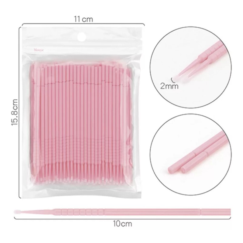 Iconsign 100 Microbrush + 100 Palitos Naranjo+ 50 Cepillos Pestañas