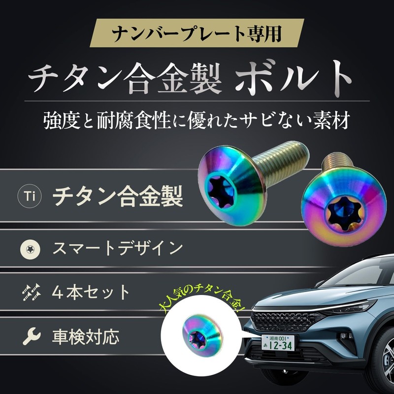 RENPA Titanium Alloy License Plate Bolt Smart Design Vehicle Inspection
