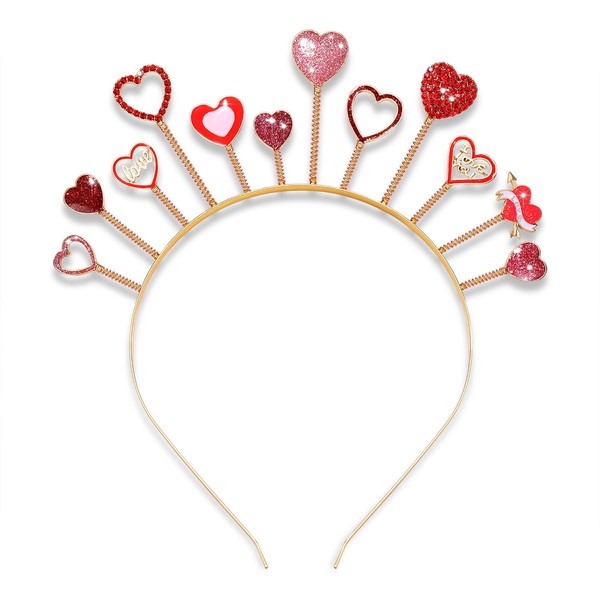 boderier Diadema para el día de San Valentín, con diamantes de imitación, diseño de corazón, para mujeres, adolescentes y niñas