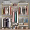 Auromie Gold Wall Mounted Clothing Rack with 5 Hanging Rods,