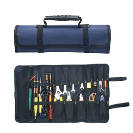 MASO H1809 Portable Tools Bag 22 Pockets 600D Oxford Canvas Tool Roll Up Bag Big Tote Carrier Organizer, Easy Storage & Portable Best for Craftwork Handymen Repairmen Blue,58.5*35.5cm