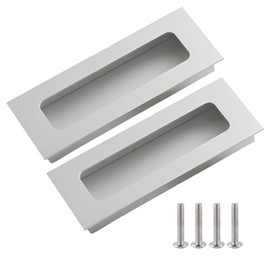 Jicyor Pack of 2 recessed handles, sliding door handle, drawer handles, cabinet handles, kitchen handles, recessed door handles, black door handle with screw, for all cabinet doors (silver)
