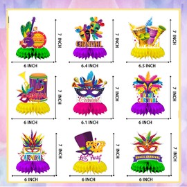 Mardi Gras Table Decorations, Mardi Gras Centerpieces for Tables, Mardi Gras Centerpiece for Mardi Gras Party Decorations, 9 Pcs