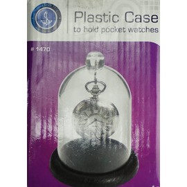 Pocket Watch Display Dome Plastic Stand Holder Hanging Pocketwatch Dust Cover