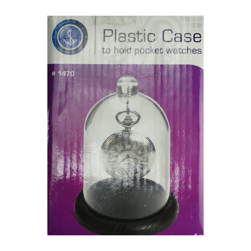 Pocket Watch Display Dome Plastic Stand Holder Hanging Pocketwatch Dust