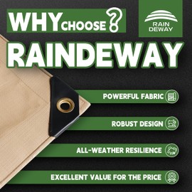 RAINDEWAY 7x30 Feet Heavy Duty Tarp,12 Mil Tan Waterproof Poly Tarp Cover,UV Resistant,Weatherproof,Durable,Multipurpose Tarps with Grommets and Reinforced Edges