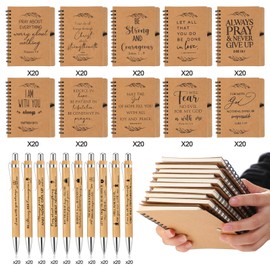 Kosiz 400 Pcs/200 Set Christian Gifts Bulk Include Spiral Notebook and Bible Verse Ballpoint Pen Christian Prayer Journal Religious Church Gifts for Women Teacher Sunday School Family