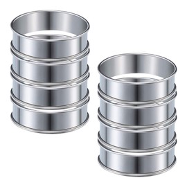 Yantan 8 Pcs 4.1 Inch Muffin Tart Rings Double Tart Ring Stainless Steel Round Ring Mold Cooking