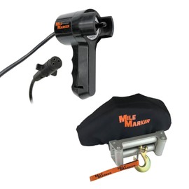 TrendsAuto Electric Winch Remote fits 3-Pin Male Connection Control Box & Standard Solenoids with Full-Size Neoprene Winch Cover | Easy Installation | Includes TrendsAuto Decal