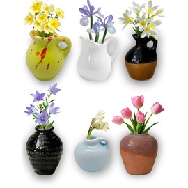 Cute Mini Ceramic Vase Magnets for Fridge, Funny Small 3D Tiny Plant Vase Fridge Magnets fo Refrigerator Kitchen Home Office Locker Decoration(6 Pack)