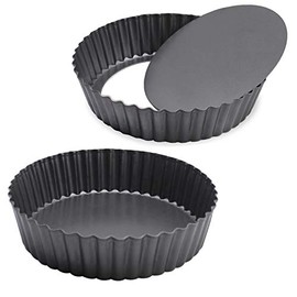 2-Piece Deep Pie Tin, Loose Bottom Pie Dish, Nonstick Quiche Pan (24cm)