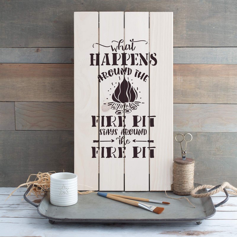 Fire Pit Camping Summer Sign Stencil - Camping Stencil, Sign