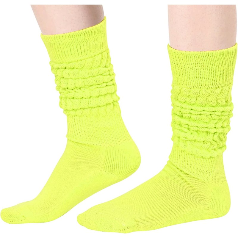 sockfun Neon Green Socks Slouch Socks Women, Slouchy Scrunch Scrunchy