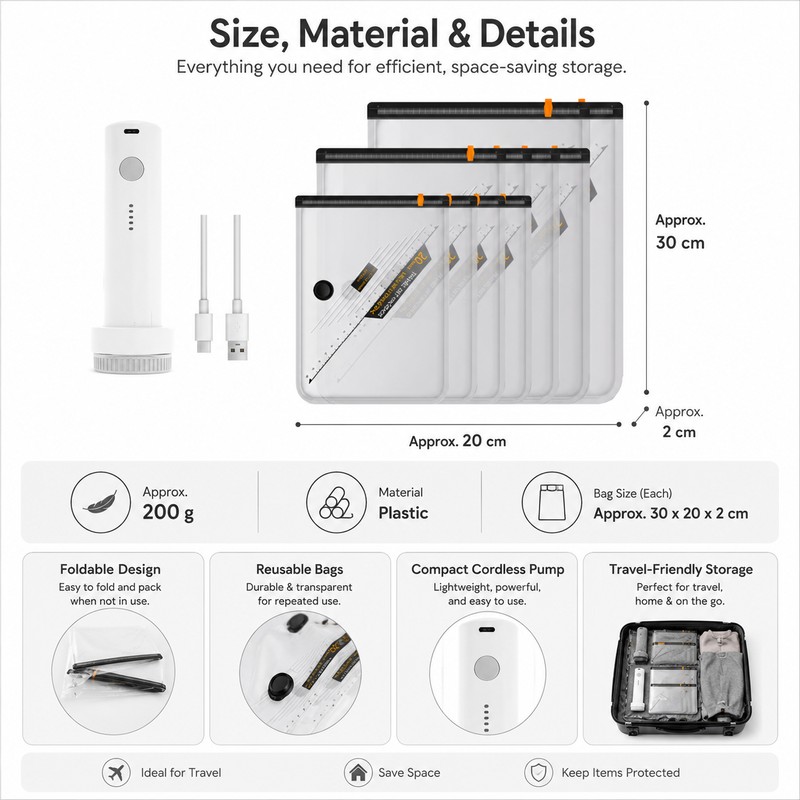 10-Piece Vacuum Storage Bag Set for Travel – Reusable Compression