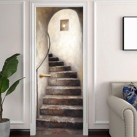 BVBOX 3D Door Stickers, Peel and Stick Vinyl Wallpaper, Self-Adhesive Mural Door Cover for Home Decor 30.3" W x 78.7" H