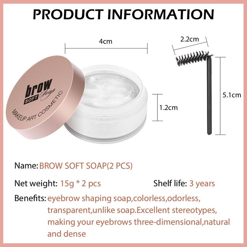 Soap Brows Kit,2Pcs/Set Eyebrow Freeze Styling Wax,Gel Para Cejas Transparente