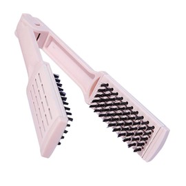 BIUDECO Hair Straightening Brush Compact V Shaped Comb for Travel Dual Functionality for Straight Curly Styles Portable Hair Styling Tool Pink