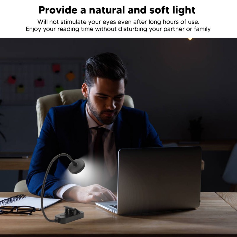 LED Book Light 3 Color Temperature Stepless Dimming USB Rechargeable