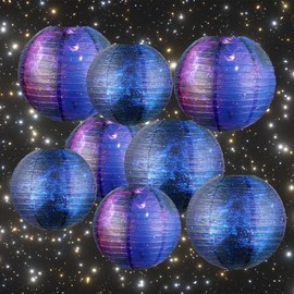 Auriselle Pack of 8, 30/20 cm 8/12 Inch Papier Lampions Außen Sternenhimmel aus Papierlaternen Runde Laterne Papierlampions Hängende Laternen Draussen, umweltfreundliches Material, sicher langlebig