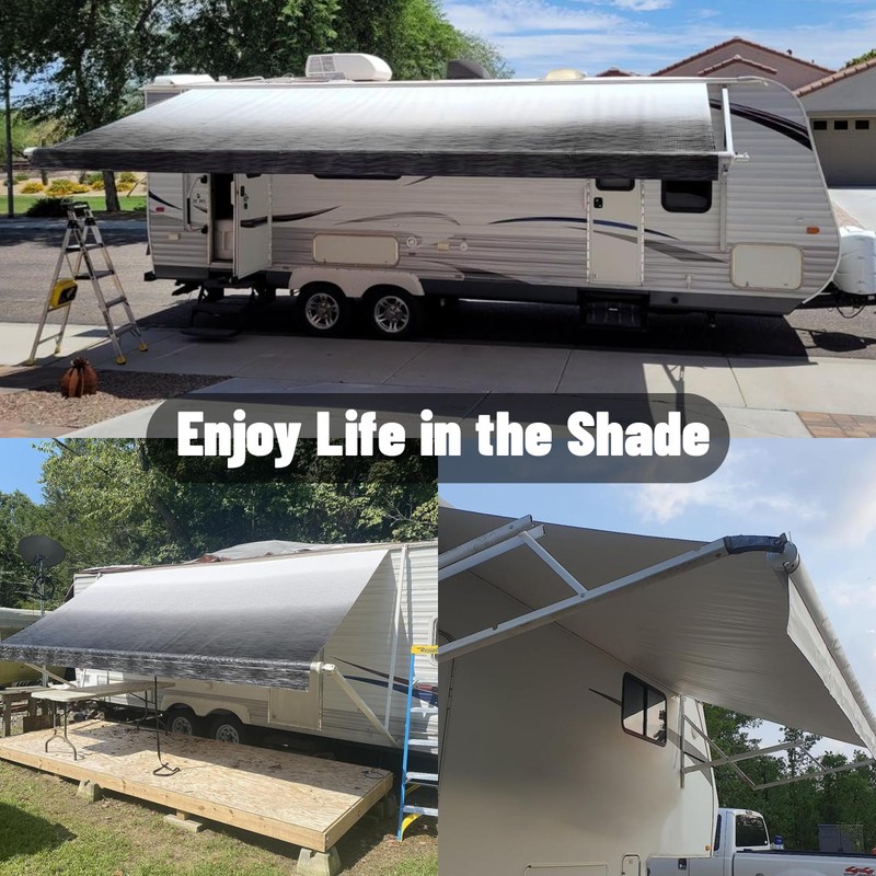 RV Awning Fabric Replacement,20Ft(19'1" Fabric) Camper Awning Replacement,16oz Heavy-Duty Weatherproof