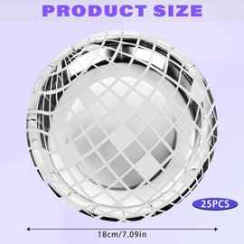 Wanmu 25Pcs Disco Paper Plates Silver Foil, Disposable Disco Ball Plates for 70s, Disco Bachelor Party Wedding Birthday Plates, Paper Tableware for Rock Roll Dance Music Party Supplies