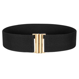 VONMELLI Wide Elastic Stretchy Belts for Women - Trimmer Stretch Waistband Retro Waist Belt Black Fit Waist Size 36"-40"