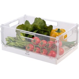 Rosenstein & Söhne Fridge Box: Set of 4 Foldable Fridge Organisers, Transparent, 31 x 20.5 x 13 cm (Refrigerator Container Foldable, Fridge Basket)
